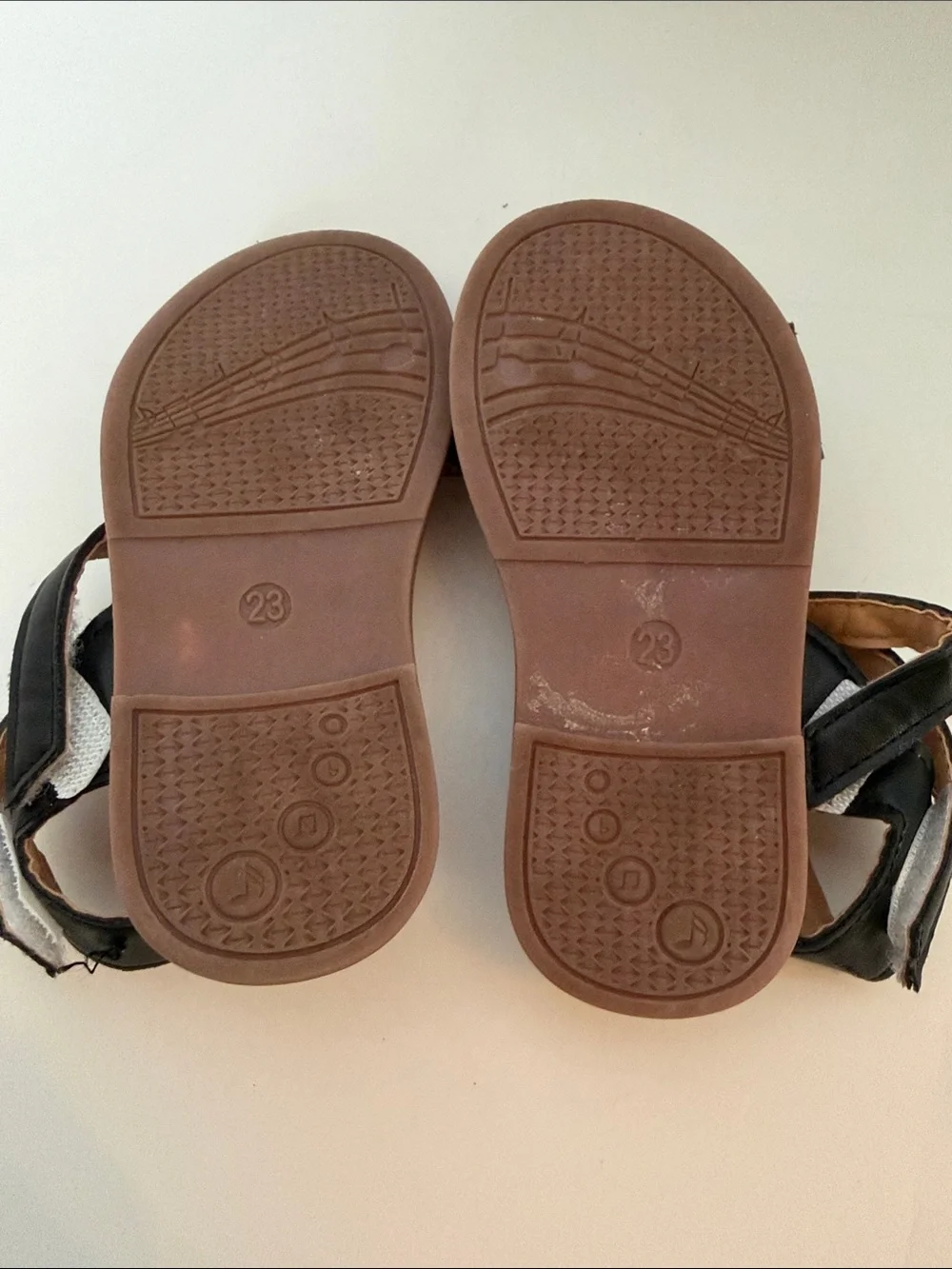 Girls 7 23 Kids Black Strappy Sandals EUC Summer shoes toddler Velcro closure